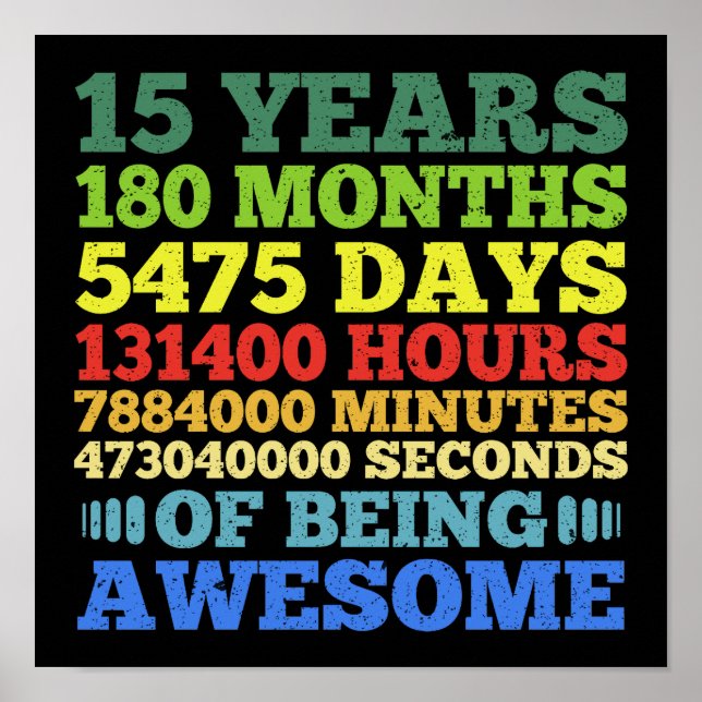 15 Jahre Vintag 180 Monate 15. Geburtstag Poster (Vorne)