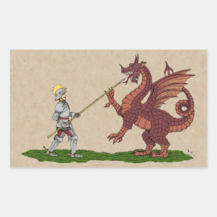 15. Jahrhundert Saint George und der Drache Rechteckiger Aufkleber