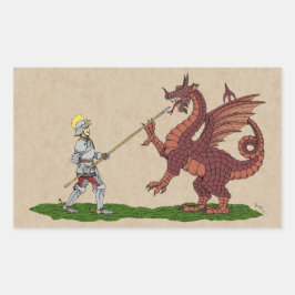 15. Jahrhundert Saint George und der Drache Rechteckiger Aufkleber