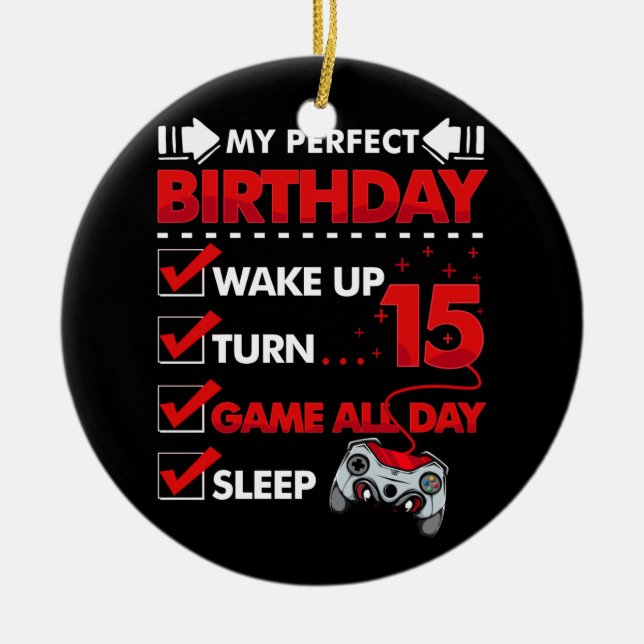 15-jähriger Gamer Boy 15. Perfect Birthday Gaming Keramik Ornament (Vorne)
