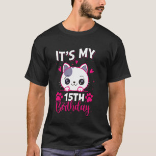 15-jähriges Mädchen Geburtstag Katze für Mädchen E T-Shirt