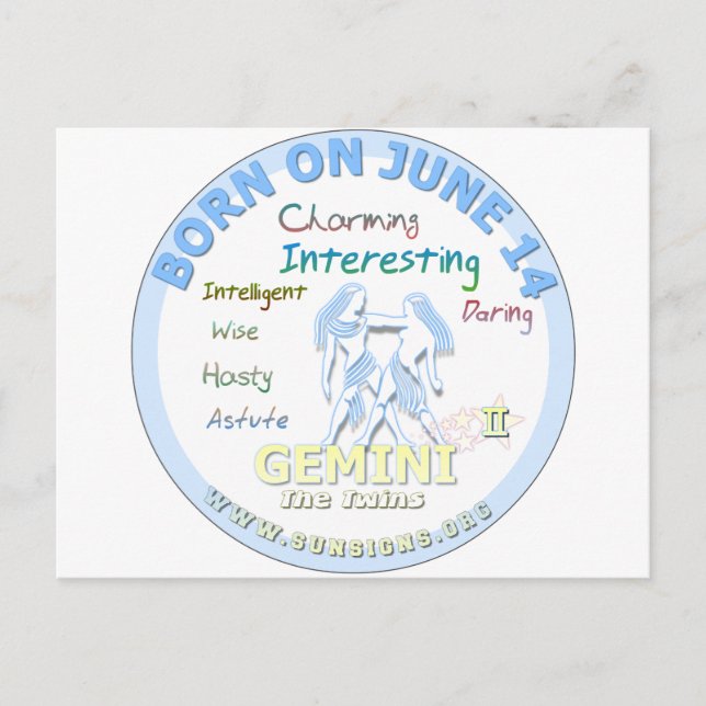 15. Juni - Gemini Postkarte (Vorderseite)