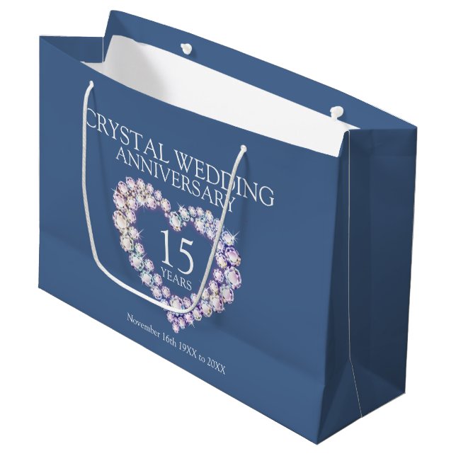 15. Kristallhochzeit Foto Geschenktasche Große Geschenktüte (Vorderseite Schrägansicht)