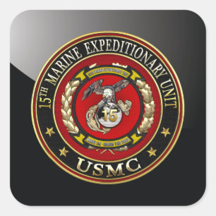 15. Marine Expeditionary Unit (15. MEU) [3D] Quadratischer Aufkleber