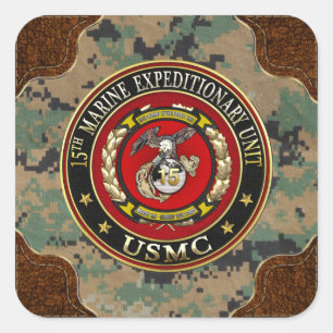 15. Marine Expeditionary Unit (15. MEU) [3D] Quadratischer Aufkleber