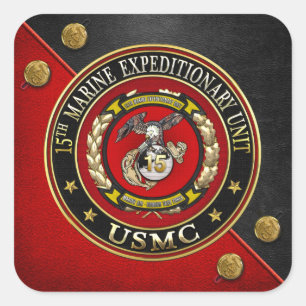 15. Marine Expeditionary Unit (15. MEU) [3D] Quadratischer Aufkleber