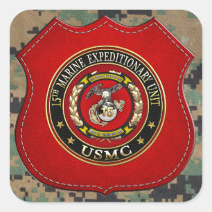 15. Marine Expeditionary Unit (15. MEU) [3D] Quadratischer Aufkleber