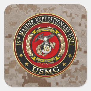 15. Marine Expeditionary Unit (15. MEU) [3D] Quadratischer Aufkleber