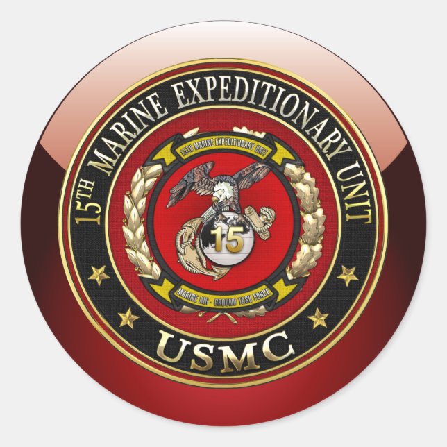 15. Marine Expeditionary Unit (15. MEU) [3D] Runder Aufkleber (Vorderseite)