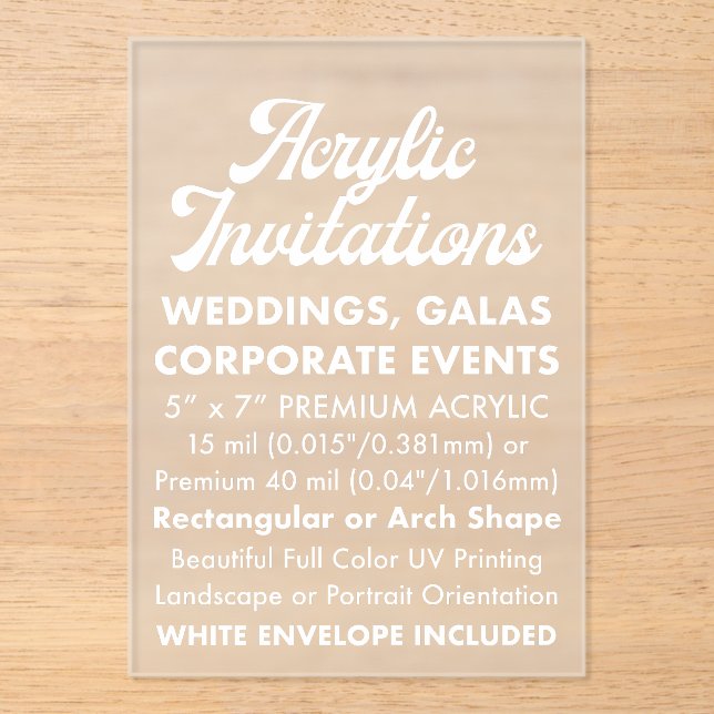 15 ml Mattierte akryllische Einladung (Vorderseite)