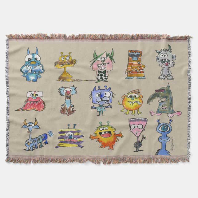 15 Monster-Cartoon-Wurfblanket Decke (Vorderseite)