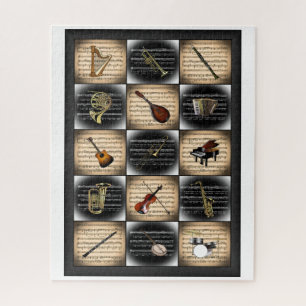 15 Musikinstrumente ~ Sheet Music Background Ji Puzzle