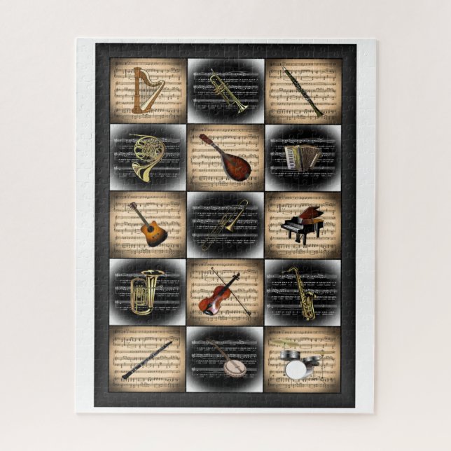 15 Musikinstrumente ~ Sheet Music Background Ji Puzzle (Vertikal)