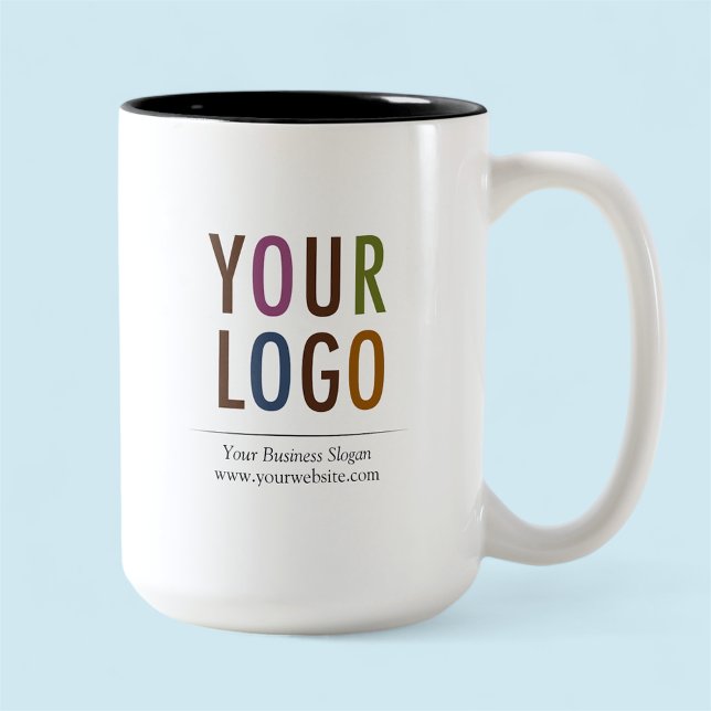 15 oz Benutzerdefinierte Tasse mit Business-Logo (MISOOK 15 oz White Mug Black Inside with Logo)