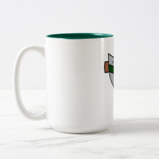 15 oz weiße Kaffee-Tasse mit grünem Interieur Zweifarbige Tasse