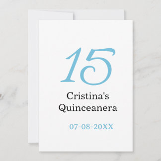 15. Quinceanera-Geburtstag blau schwarz fett Buchs Einladung