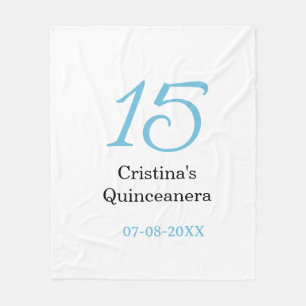 15. Quinceanera-Geburtstag blau schwarz fett Buchs Fleecedecke
