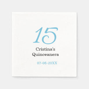 15. Quinceanera-Geburtstag blau schwarze fette Sch Serviette
