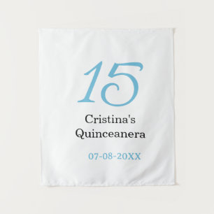 15. Quinceanera-Geburtstag blau schwarze fette Sch Wandteppich