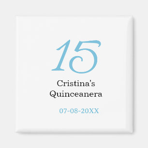 15. Quinceanera-Geburtstag himmelblau-schwarz fett Magnet