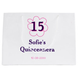 15. Quinceanera Happy Geburtstag rosa lila Datum Große Geschenktüte