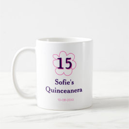 15. Quinceanera Happy Geburtstag rosa lila Datum Kaffeetasse