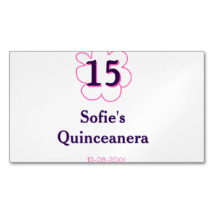 15. Quinceanera Happy Geburtstag rosa lila Datum Magnetische Visitenkarte