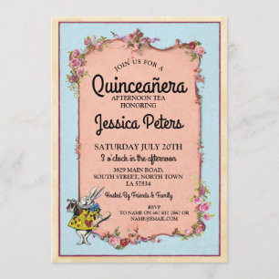 15. Quinceanera Party Wonderland Rabbit Einladung