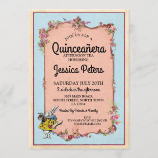 15. Quinceanera Party Wonderland Rabbit Einladung