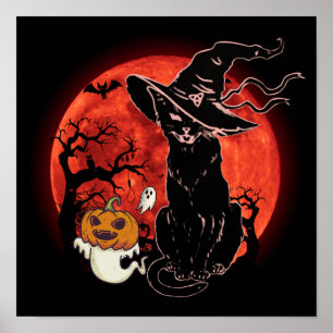 15 Retro Halloween Horror Schwarze Katze Hexen Kos Poster