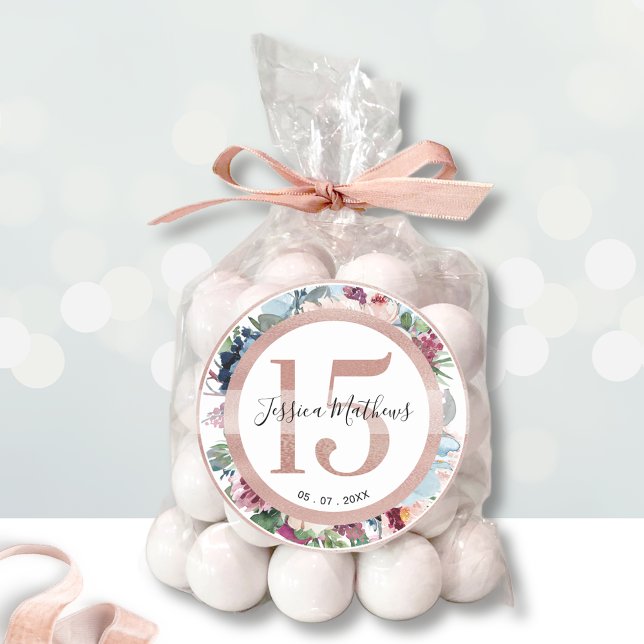 15 Rose Gold Quince Blumengefallen / Dekor Runder Aufkleber (Von Creator hochgeladen)