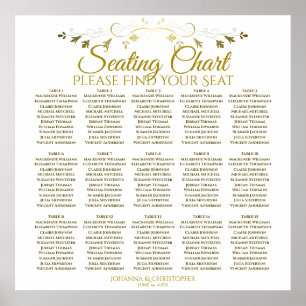 15 schlichte Gold White Wedding Seating Chart Poster
