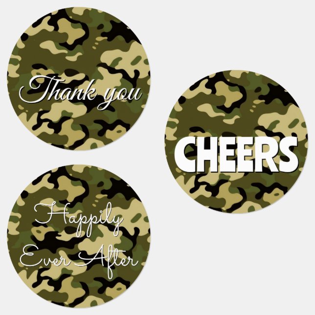 15-set Camouflage Green, Brown, Tan & Black Etiketten (Gruppe)