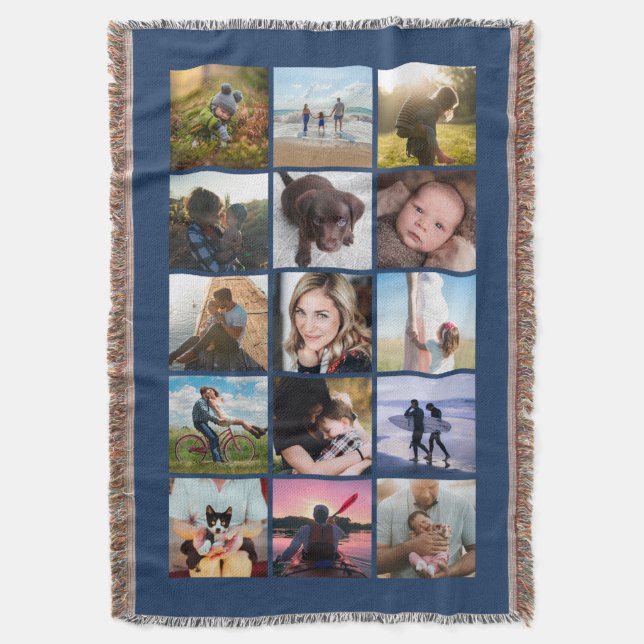 15 Square Foto Collage Keepake Blue Decke (Vorderseite Vertikal)