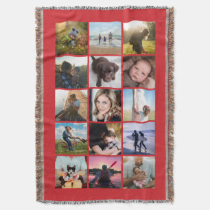 15 Square Foto Collage Keepake Red Decke