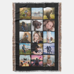 15 Square Foto Collage Keepake Schwarz Decke
