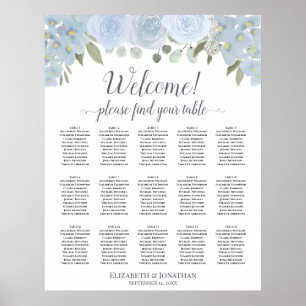 15 Tabelle Dusty Blue Gray Rose Sitzplan Poster
