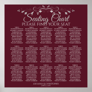 15 Tabelle Elegant Burgundy Hochzeitstabelle Poster