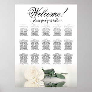 15 Tabelle Elegant White Rose Hochzeitstabelle Poster