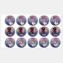 15-teilige Foto Fuchsia- und Softpink-Pinselstrich Etiketten