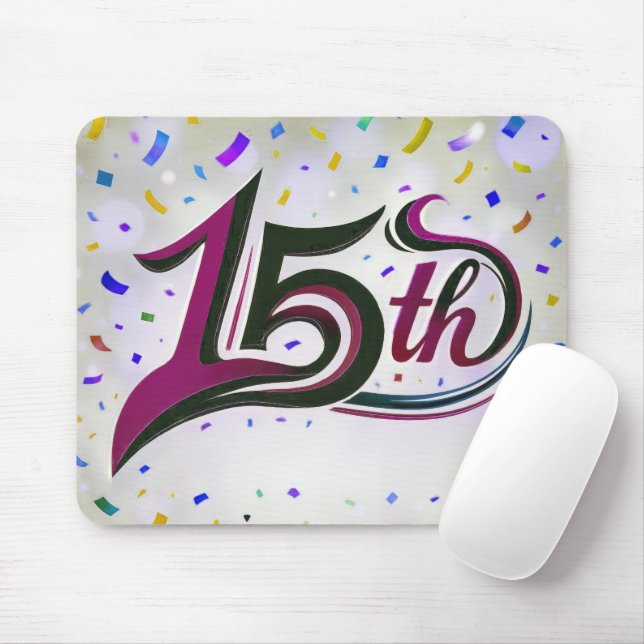 15. Text mit Party Confetti Mousepad (Mit Mouse)