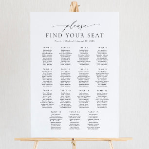 15 Tische Bitte finden Sie Ihren Platz Sitzplan Poster