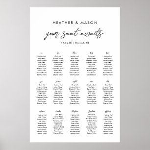 15 Tische Ihr Sitzplatz erwartet Hochzeitssitzkart Poster