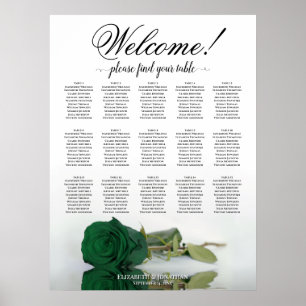 15 Tische Smaragdgrüne Rose Hochzeits Sitzordnung  Poster
