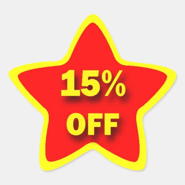 15 % weniger Star-Sticker Stern-Aufkleber (Vorderseite)