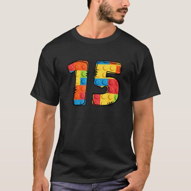15 Year Old Blocks Building Master Builder 15th Bi T-Shirt (Vorderseite)