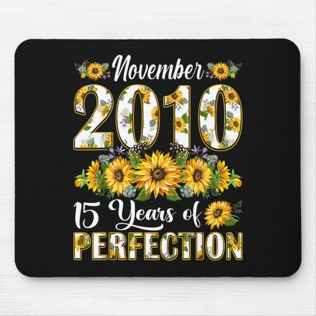 15 Year Old November 2010 Sunflower 15th Birthday  Mousepad (Vorne)