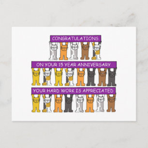 15 Year Work Anniversary Gratulationen Cute Cats Postkarte