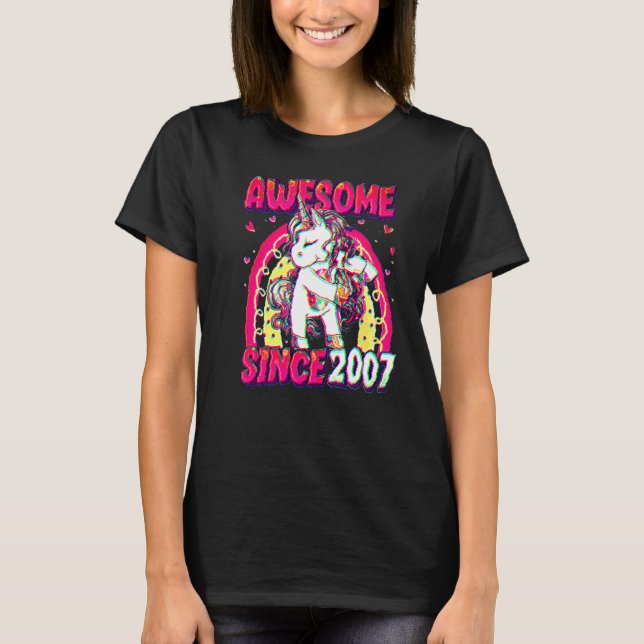 15 Years Old Unicorn Flossing 15th Birthday Girl U T-Shirt (Vorderseite)