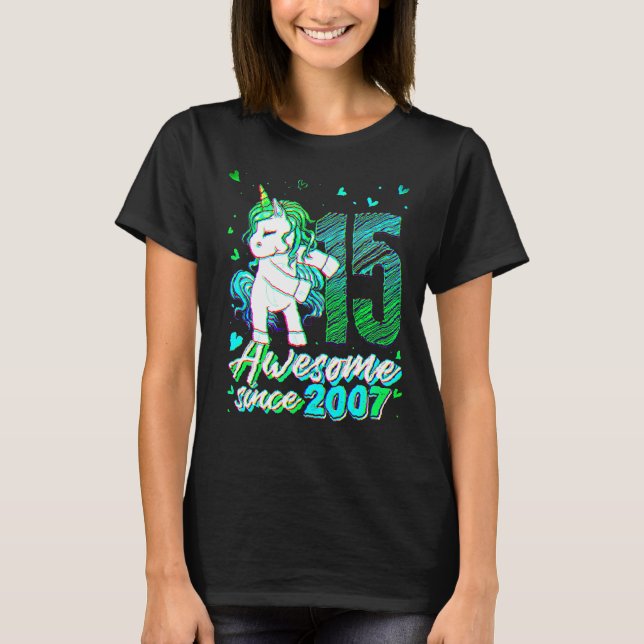 15 Years Old   Unicorn Flossing 15th Birthday Unic T-Shirt (Vorderseite)